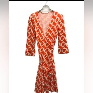 Classic DVF Julian Wrap Mini Dress With Large Chain Links
